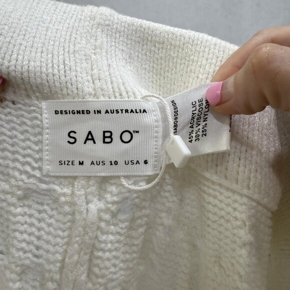 Sabo Pants Womens Medium White Knit Wide Leg Crochet Sweater AUS 10 USA 6 Boho - Picture 7 of 10